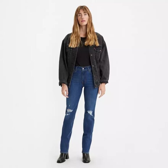 NEW Levis 724 High Rise Straight Blue Distressed Jeans P6773 - Picture 1 of 12
